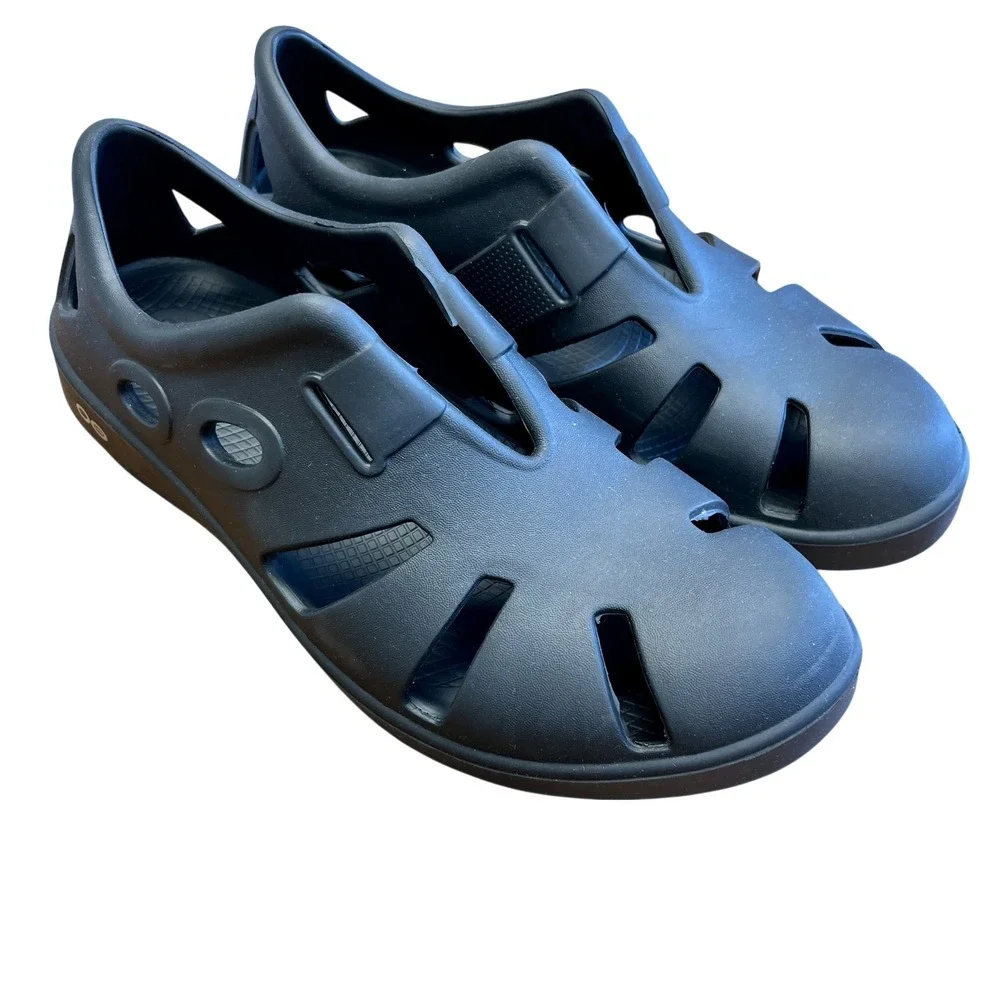 OOFOS‎ OOCandoo Mens Black Recovery Sandals Comfort Shoes Sz 10 AS IS w/ Flaws